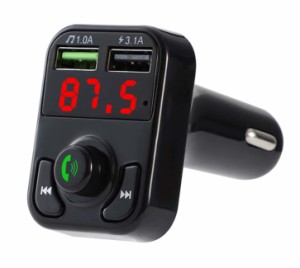 シガーソケット FMトランスミッター ２ポート Bluetooth 対応 Bluetoothカーアダプター ハンズフリー通話 iPhone Android USB充電 高音質