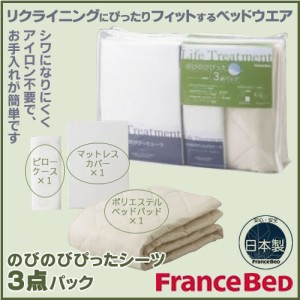 【送料無料】フランスベッド セミダブル 用品3点セット のびのびぴったシーツ ベッドパッド