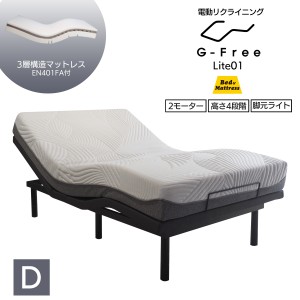 【マットレス付でお得】電動ベッド G-Free Lite  マットレス付き ダブル EN401FA アジャスタブルベッド