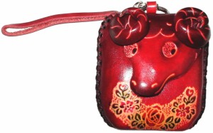 羊 牛皮製 十二支 コインケース coin purse 未−レッド 新品 ギフト プレゼント おしゃれ 実用的 祝い 誕生日 威龍彩雲通販