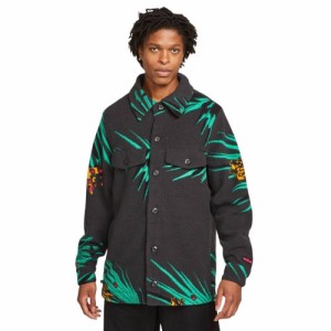 即納 ナイキ レブロン メンズ シェルパ シャツ フリース Nike Lebron Sherpa Printed Button-Down Jacket - Black/Green