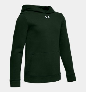 アンダーアーマー ボーイズ/キッズ パーカー Under Armour Hoodie UA Hustle Fleece フーディ Forest Green / White