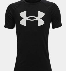 アンダーアーマー キッズ Tシャツ Boys' UA Tech Big Logo Short Sleeve - Black/White