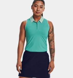 アンダーアーマー レディース ポロシャツ Women's UA Iso-Chill Sleeveless Polo - Neptune/Sea Mist