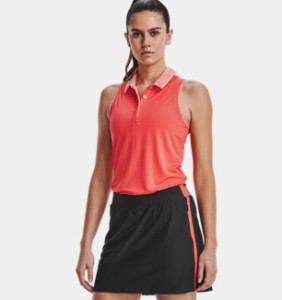 アンダーアーマー レディース ポロシャツ Women's UA Iso-Chill Sleeveless Polo - Vermillion/Pink Sands