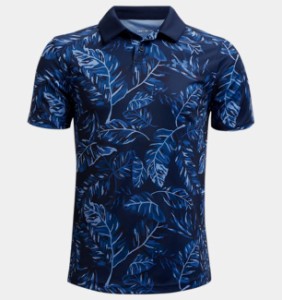 アンダーアーマー キッズ ポロシャツ Boys' UA Performance Printed Polo - Academy/Victory Blue