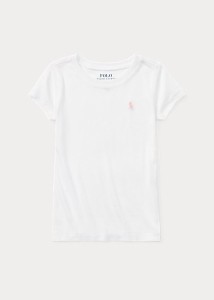 ポロ ラルフローレン 2-6X ガールズ/キッズ Polo Ralph Lauren Cotton-Modal Crewneck Tee Tシャツ 半袖 White T-shirt 女の子