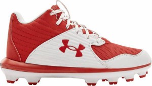 アンダーアーマー キッズ ベースボールシューズ Under Armour Yard TPU Mid Baseball Shoes 野球 スパイク RED/WHITE