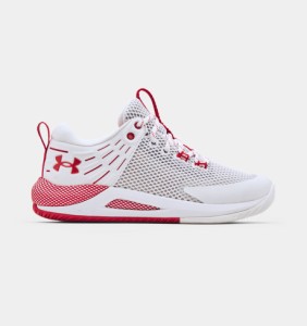 アンダーアーマー レディース バレーボール シューズ Women's UA HOVR Block City Volleyball Shoes - White/Red