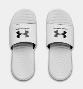 アンダーアーマー メンズ サンダル Men's UA Ansa Fixed Slides - White/Black