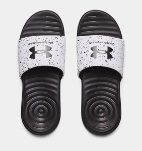 アンダーアーマー メンズ サンダル Men's UA Ansa Graphic Slides - White/Jet Gray