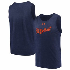 アンダーアーマー メンズ Tシャツ "Detroit Tigers" Under Armour Dual Logo Performance Tri-Blend Tank Top - Heathered Navy