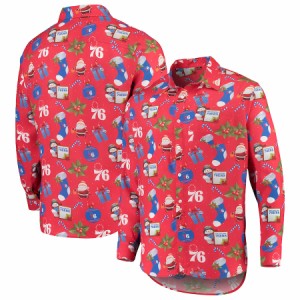 メンズ シャツ "Philadelphia 76ers" Floral Winter Explosion Long Sleeve Button-Up Shirt - Red