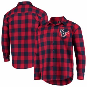 メンズ カジュアルシャツ "Houston Texans" Large Check Flannel Button-Up Shirt - Red