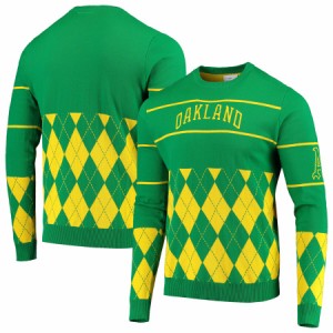 メンズ セーター "Oakland Athletics" Retro Stripe Pullover Sweater - Kelly Green