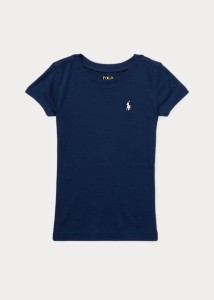 ポロ ラルフローレン 7-16 ガールズ/キッズ Polo Ralph Lauren Cotton-Modal Crewneck Tee Tシャツ 半袖 French Navy T-shirt 女の子