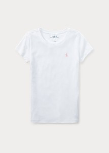 ポロ ラルフローレン 7-16 ガールズ/キッズ Polo Ralph Lauren Cotton-Modal Crewneck Tee Tシャツ 半袖 White T-shirt 女の子 