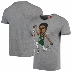 メンズ Tシャツ Giannis Antetokounmpo "Milwaukee Bucks" Player Graphic Tri-Blend T-Shirt - Gray