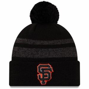 ニューエラ メンズ ニット帽 "San Francisco Giants" New Era Dispatch Cuffed Knit Hat With Pom - Black