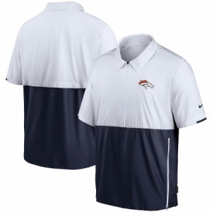 ナイキ メンズ ジャケット "Denver Broncos" Nike Sideline Coaches Half-Zip Short Sleeve Jacket - White/Navy