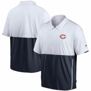 ナイキ メンズ ジャケット "Chicago Bears" Nike Sideline Coaches Half-Zip Short Sleeve Jacket - White/Navy