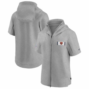 ナイキ メンズ ジャケット "Chicago Bears" Nike Sideline Showout Short Sleeve Full-Zip Hoodie Jacket - Heathered Gray