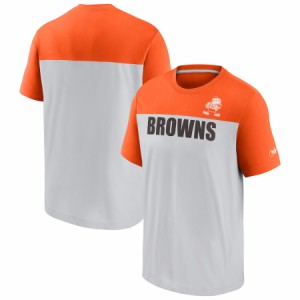 ナイキ メンズ Tシャツ "Cleveland Browns" Nike Men's Fan Gear Throwback Colorblock T-Shirt - Gray/Orange