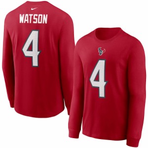 ナイキ メンズ Tシャツ 長袖 ロンT Deshaun Watson "Houston Texans" Nike Player Name & Number Long Sleeve T-Shirt - Red