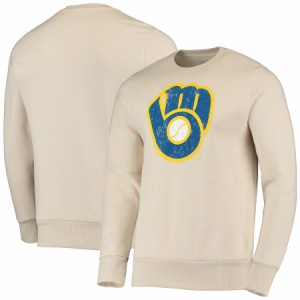 マジェスティック メンズ スウェット "Milwaukee Brewers" Majestic Threads Fleece Pullover Sweatshirt - Oatmeal