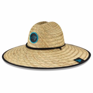 ニューエラ メンズ ストローハット "Carolina Panthers" New Era 2020 NFL Summer Sideline Official Straw Hat - Natural