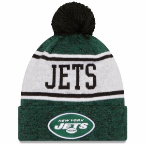 ニューエラ メンズ ニットキャップ "New York Jets" New Era Banner Cuffed Knit Hat with Pom - Green/Black