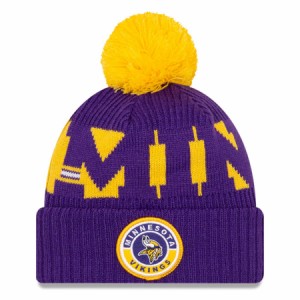 ニューエラ メンズ ニットキャップ "Minnesota Vikings" New Era 2020 NFL Sideline Official Sport Pom Cuffed Knit Hat - Purple/Gold