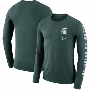 ナイキ メンズ Tシャツ 長袖 ロンT "Michigan State Spartans" Nike Local Mantra Performance Long Sleeve T-Shirt - Green