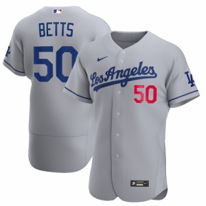 ナイキ メンズ ジャージ Mookie Betts "Los Angeles Dodgers" Nike 2020 Away Official Authentic Player Jersey - Gray