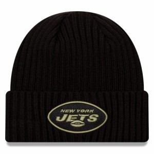 ニューエラ メンズ ニットキャップ "New York Jets" New Era 2020 Salute to Service Cuffed Knit Hat - Black