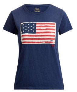 ポロ ラルフローレン レディース Polo Ralph Lauren Flag Jersey Graphic T-Shirts Tシャツ 半袖 Blue