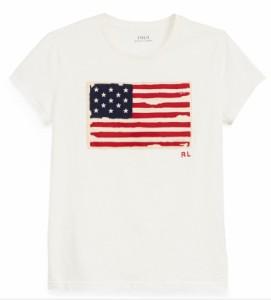 ポロ ラルフローレン レディース Polo Ralph Lauren Flag Jersey Graphic T-Shirts Tシャツ 半袖 Cream