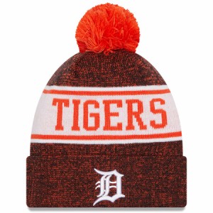 ニューエラ メンズ ニット帽 "Detroit Tigers" New Era Banner Cuffed Knit Hat with Pom - Orange/Navy