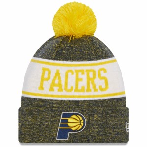 ニューエラ メンズ ニット帽 "Indiana Pacers" New Era Banner Cuffed Knit Hat with Pom - Navy/Gold