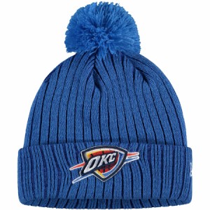 ニューエラ メンズ ニット帽 "Oklahoma City Thunder" New Era Breeze Cuffed Knit Hat with Pom - Blue