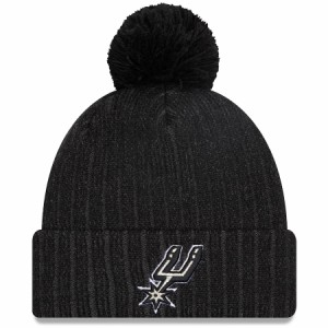 ニューエラ メンズ ニット帽 "San Antonio Spurs" New Era Breeze Cuffed Knit Hat with Pom - Black