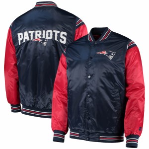 メンズ ジャケット "New England Patriots" Starter Enforcer Satin Varsity Full-Snap Jacket - Navy/Red