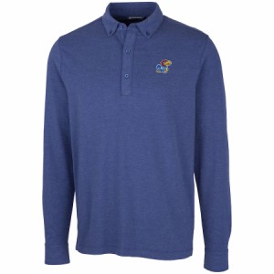 メンズ ポロシャツ "Kansas Jayhawks" Cutter - Buck Advantage Long Sleeve Polo - Royal