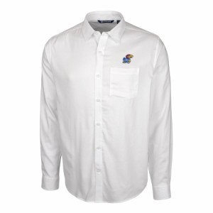 メンズ シャツ "Kansas Jayhawks" Cutter - Buck Windward Twill Button-Up Long Sleeve Shirt - White