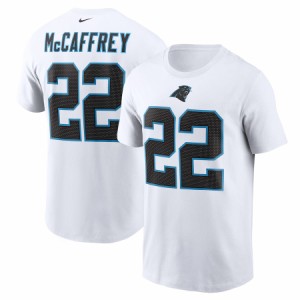 ナイキ メンズ Tシャツ Christian McCaffrey "Carolina Panthers" Nike Name & Number T-Shirt - White
