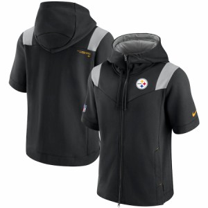 ナイキ メンズ パーカー "Pittsburgh Steelers" Nike Sideline Showout Short Sleeve Full-Zip Hoodie - Black