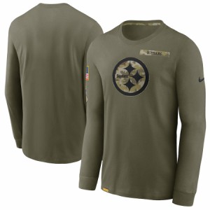 ナイキ メンズ Tシャツ ロンT 長袖 Pittsburgh Steelers Nike 2021 Salute To Service Performance Long Sleeve T-Shirt - Olive