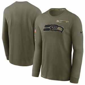 ナイキ メンズ Tシャツ ロンT 長袖 Seattle Seahawks Nike 2021 Salute To Service Performance Long Sleeve T-Shirt - Olive