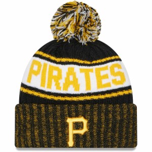 ニューエラ メンズ ニット帽 ”Pittsburgh Pirates" New Era Marl Cuffed Knit Hat with Pom - Black