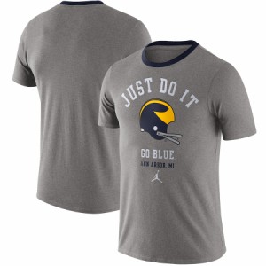 ジョーダン メンズ Tシャツ "Michigan Wolverines" Jordan Brand Vault Helmet Team Tri-Blend T-Shirt - Heathered Gray